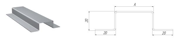 профиль вертикальный направляющий для фасада ПВН 80 (20х20х80х20х20 мм)